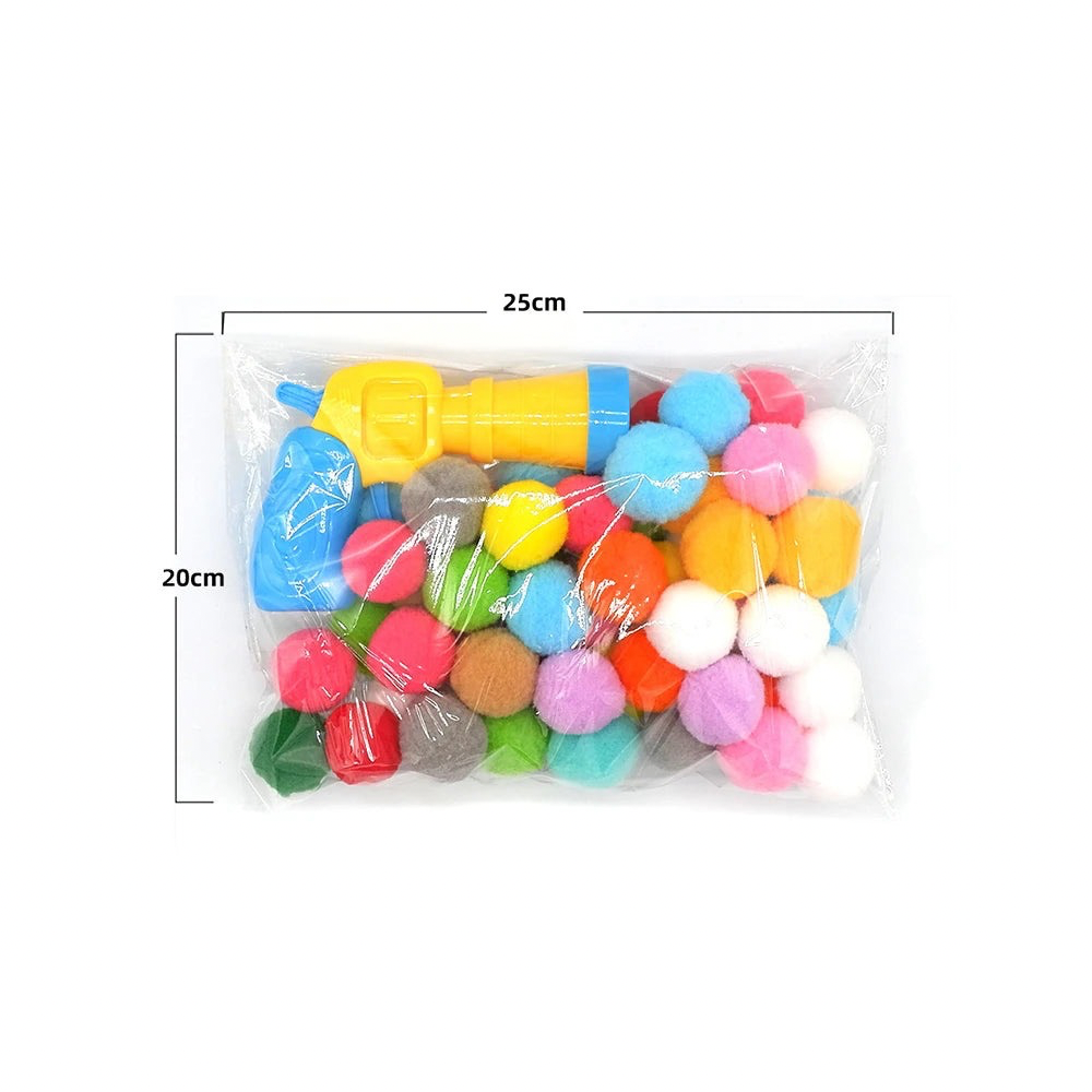 Pom-Pop Plush Ball Launcher Toy