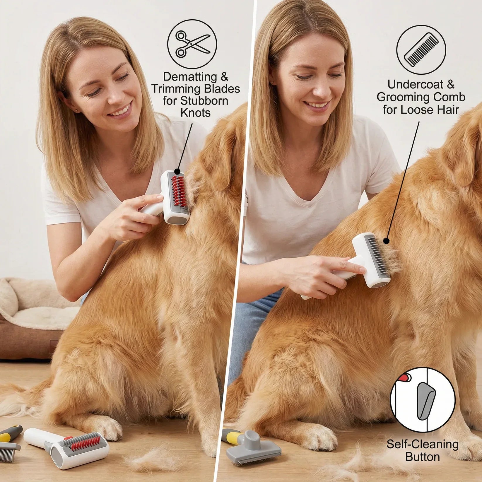 GroomEase 2-in-1 Pet Care Brush