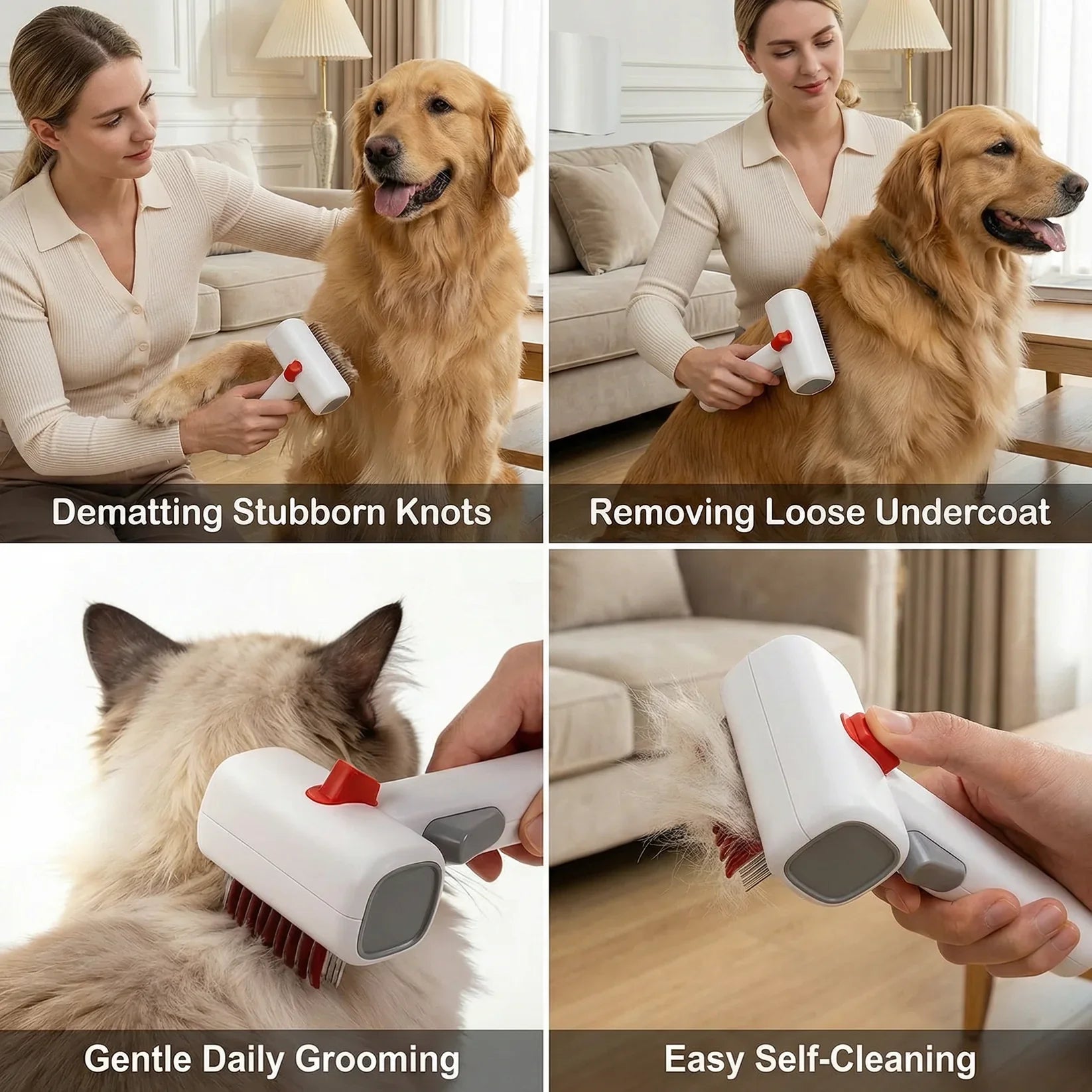 GroomEase 2-in-1 Pet Care Brush