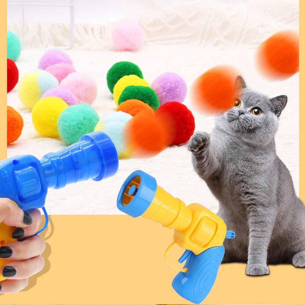 Pom-Pop Plush Ball Launcher Toy