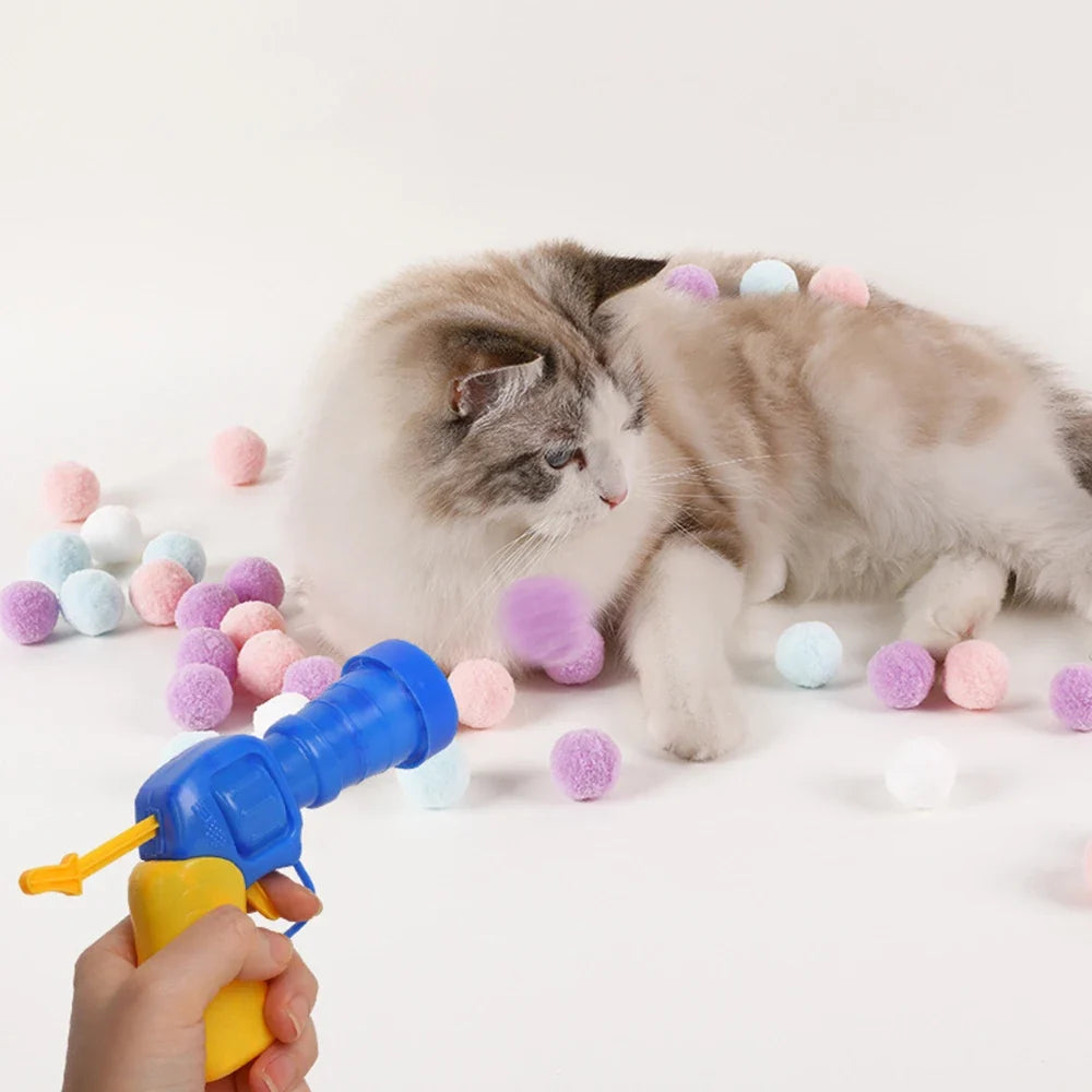 Pom-Pop Plush Ball Launcher Toy