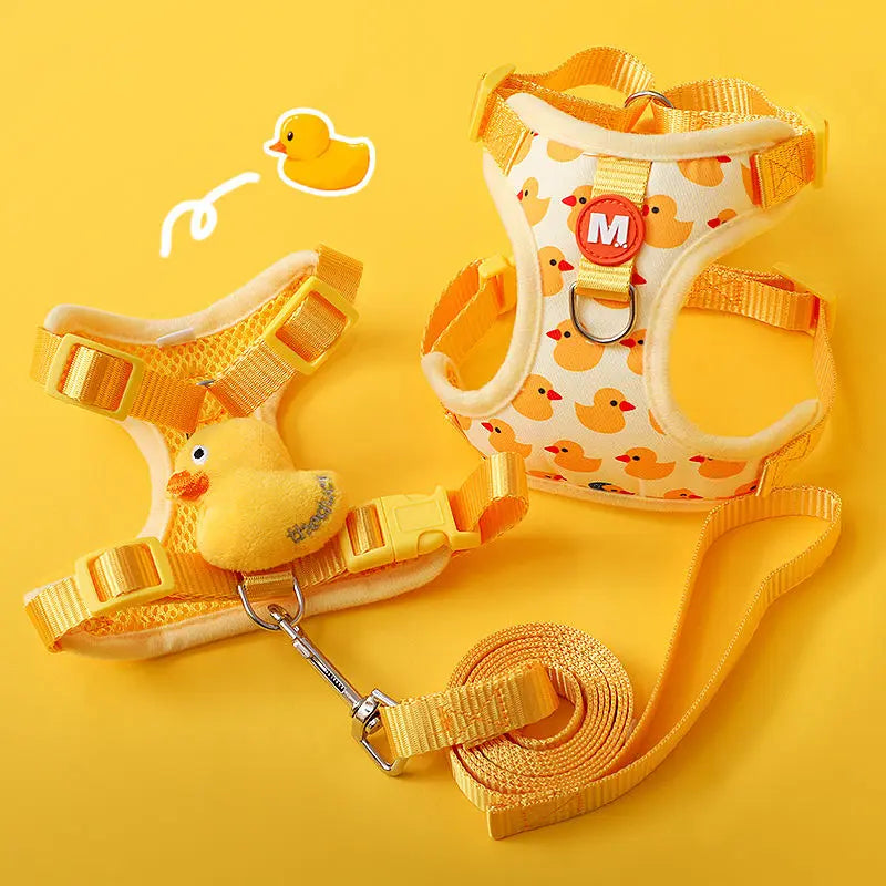 Quacky-Cute Adjustable Dog Harness & Leash Set