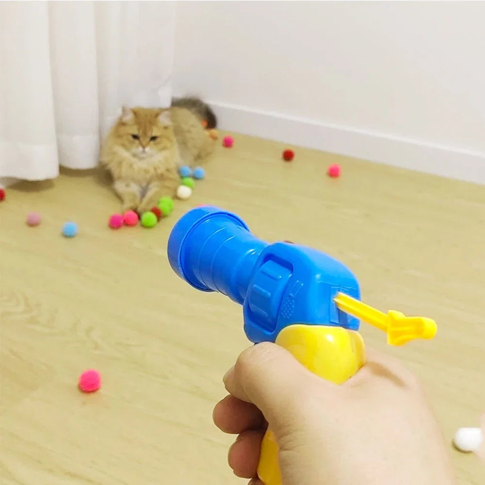 Pom-Pop Plush Ball Launcher Toy