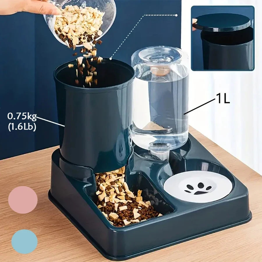 PawServe 2-in-1 Automatic Pet Feeder & Water Dispenser