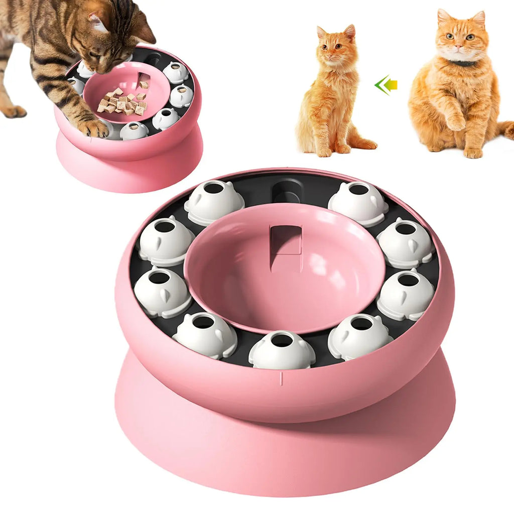 Elevated Rotating Cat Puzzle Feeder