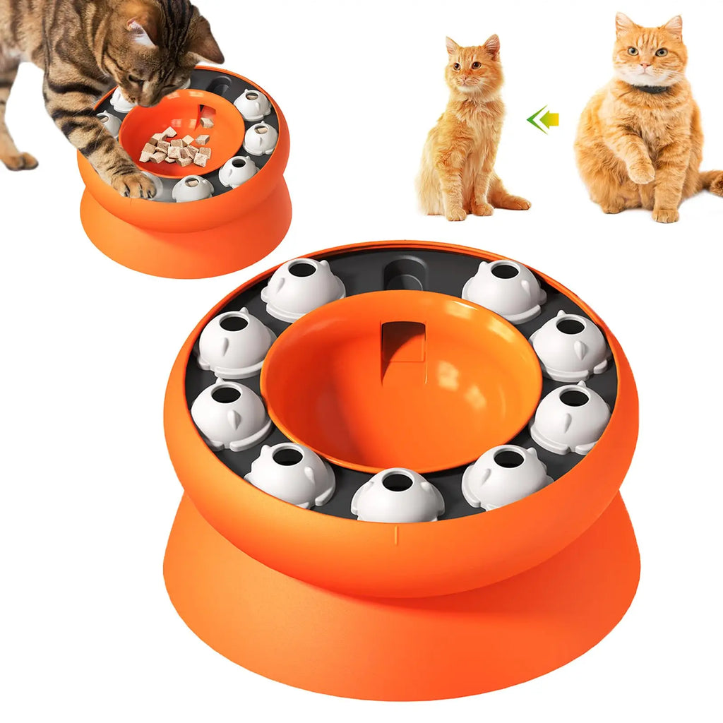 Elevated Rotating Cat Puzzle Feeder