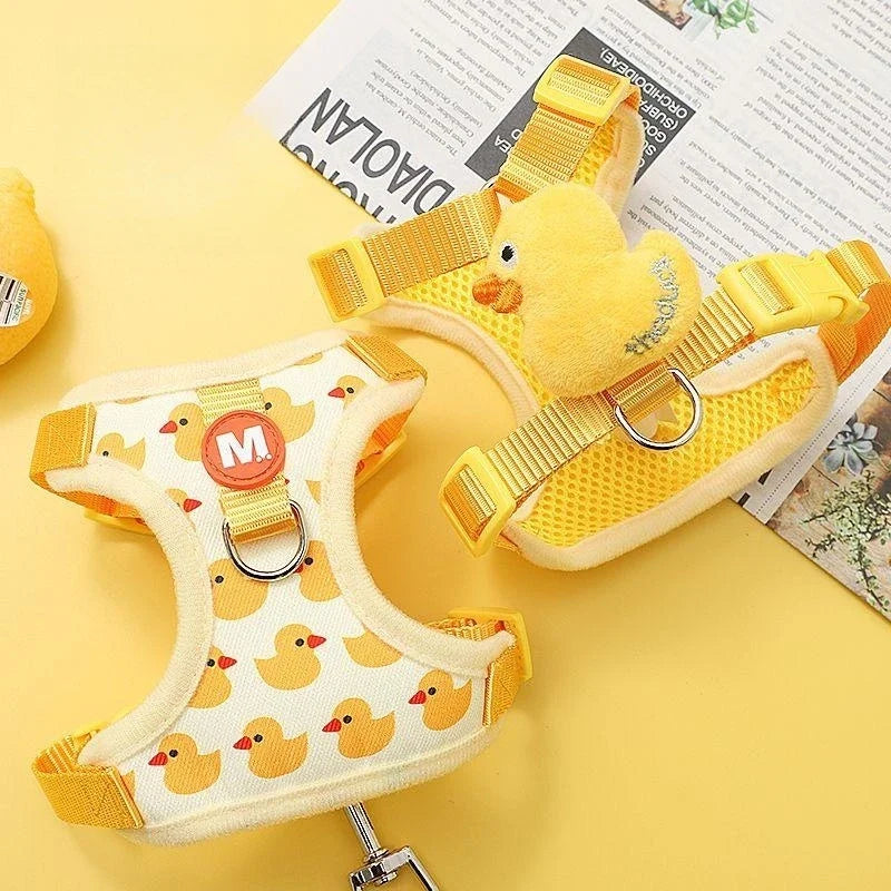 Quacky-Cute Adjustable Dog Harness & Leash Set