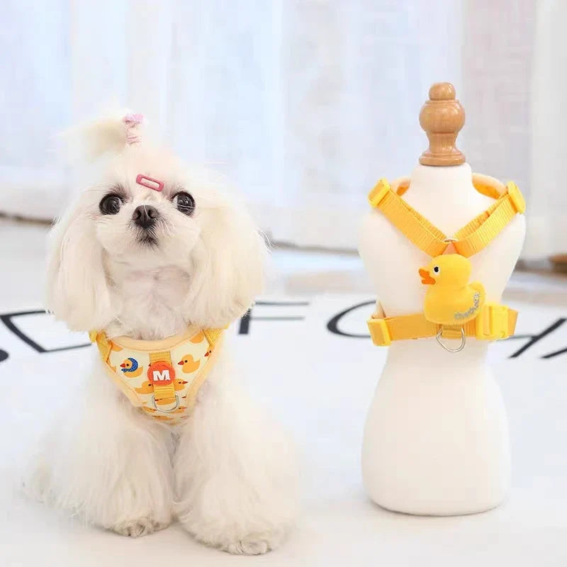 Quacky-Cute Adjustable Dog Harness & Leash Set