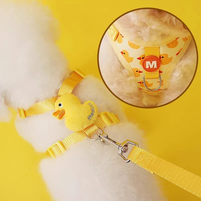 Quacky-Cute Adjustable Dog Harness & Leash Set