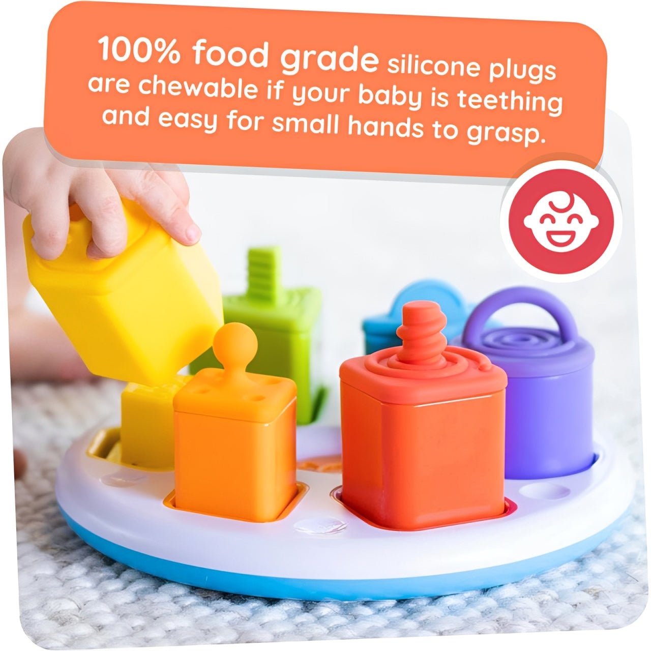 Creative Stacking Toy for Babies 10+ Months – Colourful Plug & Stack Activity Set